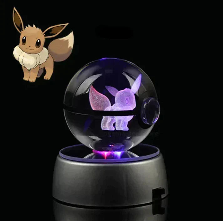 Cadeau idéal: veilleuse Pokémon en cristal LED, illumine avec une douce lumière.