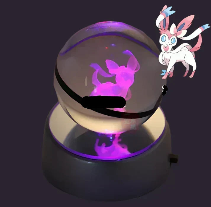 Veilleuse fantastique Pokémon en cristal, un objet de collection lumineux.