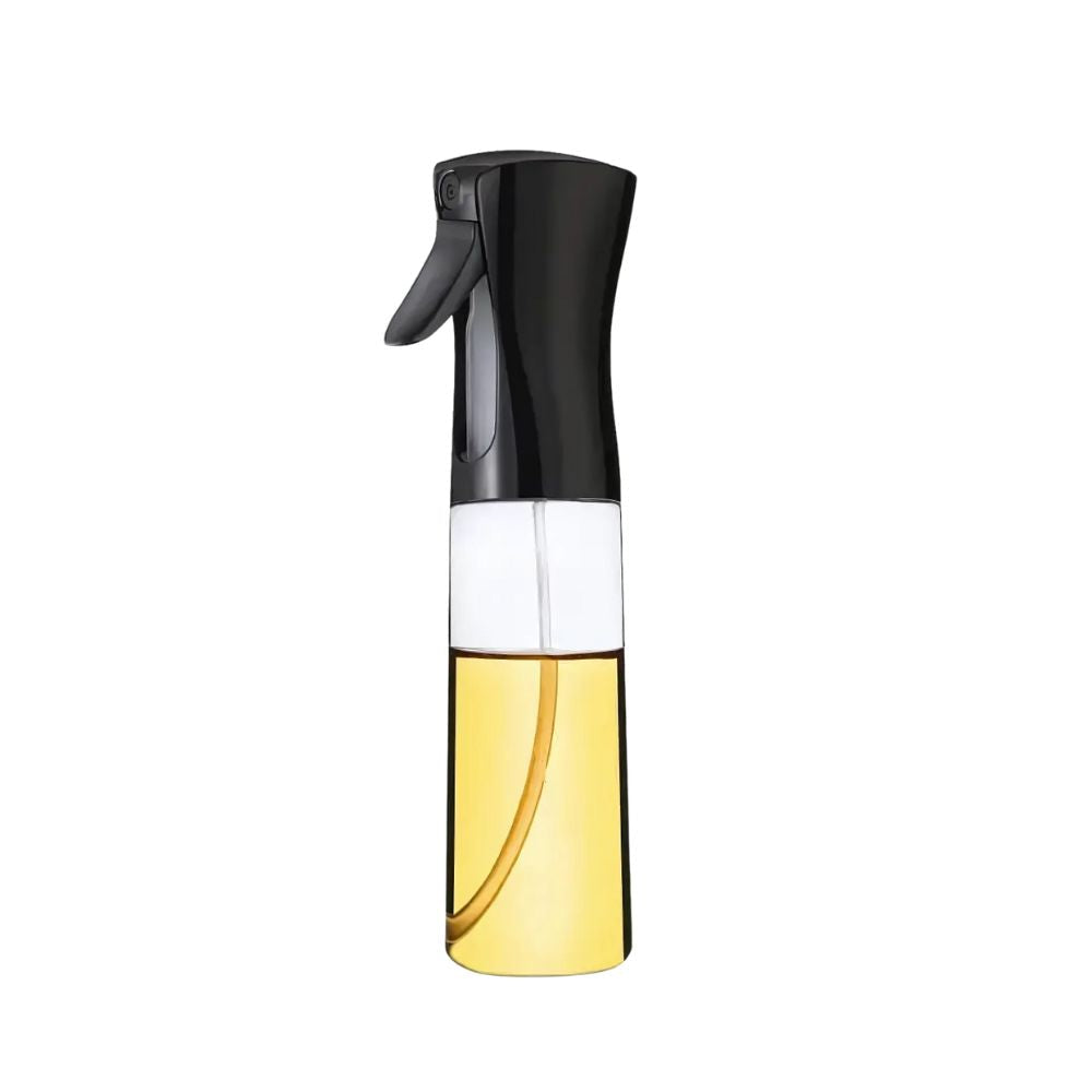 Pulvérisateur d'huile en verre transparent pour cuisine. Idéal pour une cuisson saine et précise.