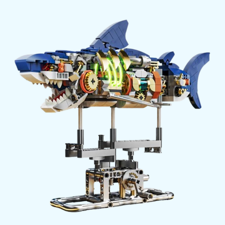Grand requin mobile à construire avec 687 pièces. Jouet de construction éducatif pour modélisme marin créatif.