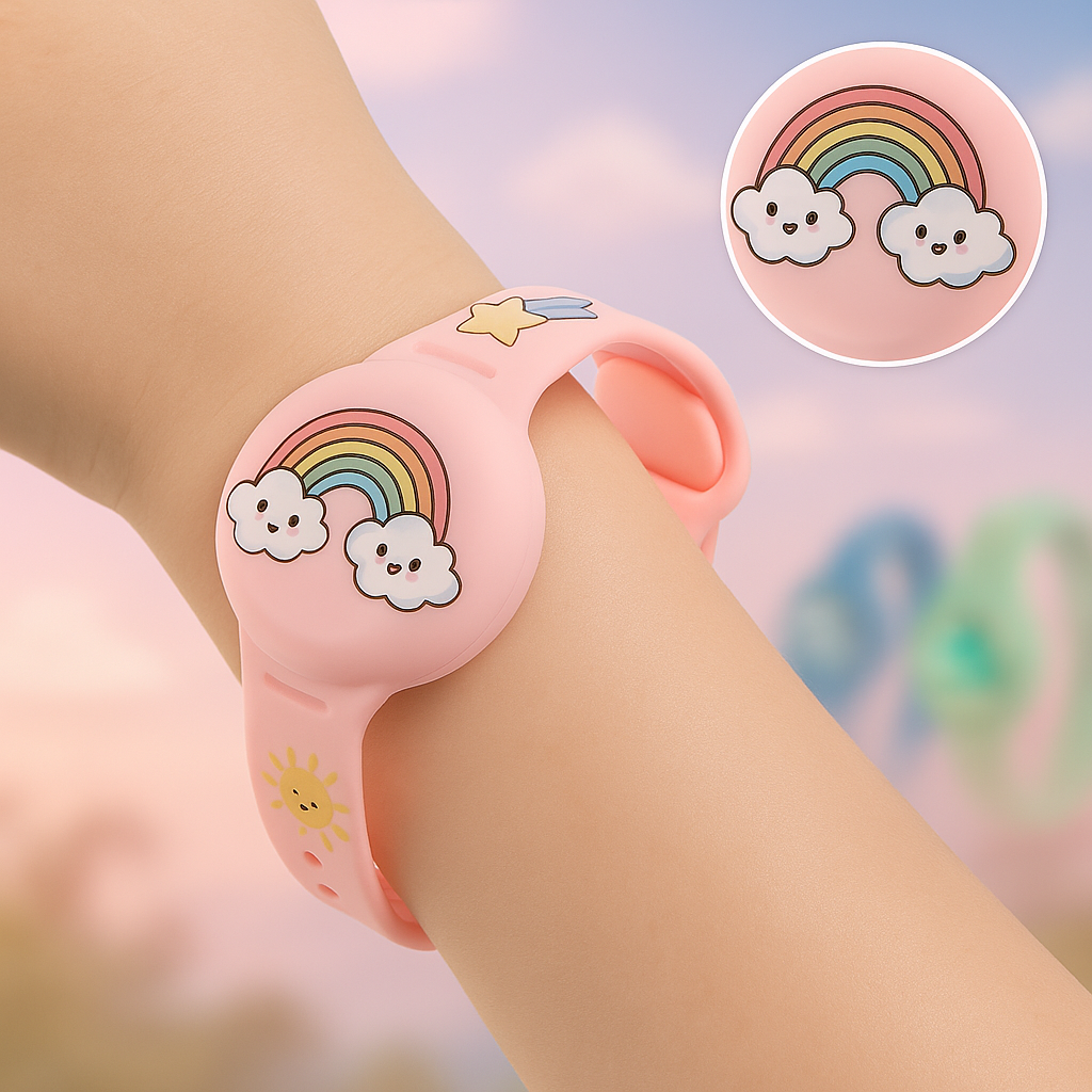 Bracelet GPS en silicone souple pour enfant, offrant localisation et tranquillité d'esprit aux parents.