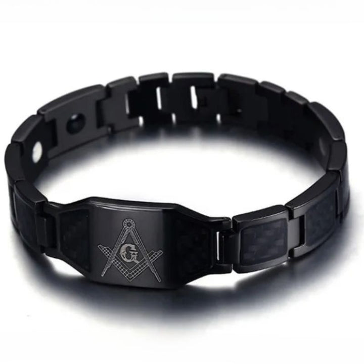 Bracelet magnétique homme élégant noir, bijou ajustable en acier pour style masculin et bien-être au quotidien.