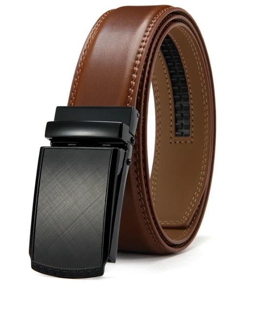 Ceinture homme formelle avec boucle automatique. Rehausse votre tenue élégante pour le bureau ou soirée.