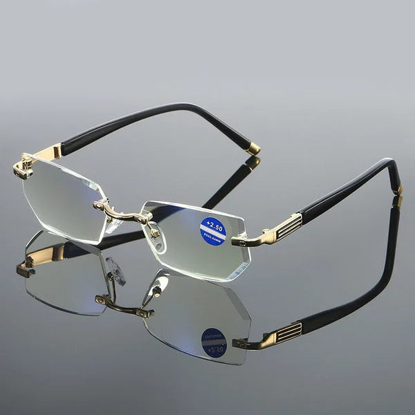 Lunettes de lecture multifocales unisexe or, anti-lumière bleue, pour vision progressive et presbytie.