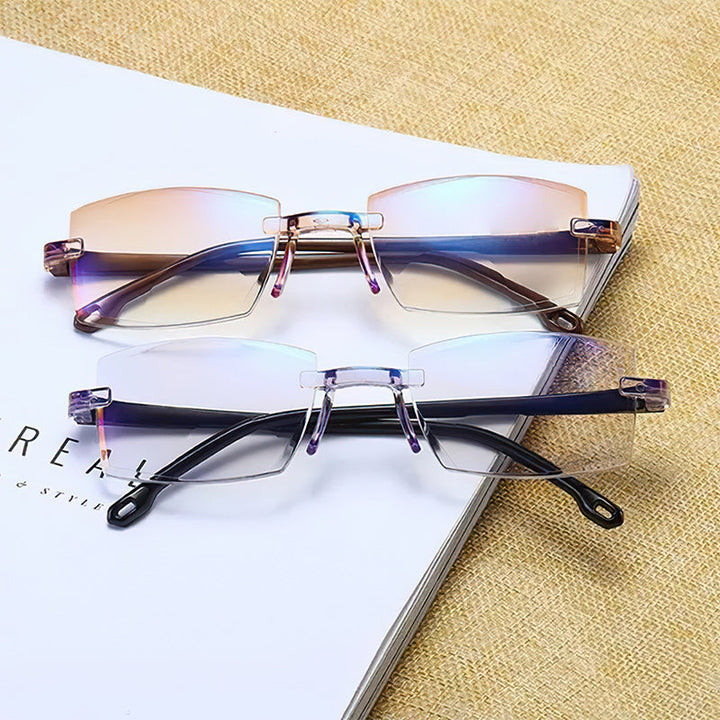 Paire de lunettes de lecture confortables homme/femme, vision progressive, protection UV et lumière bleue.