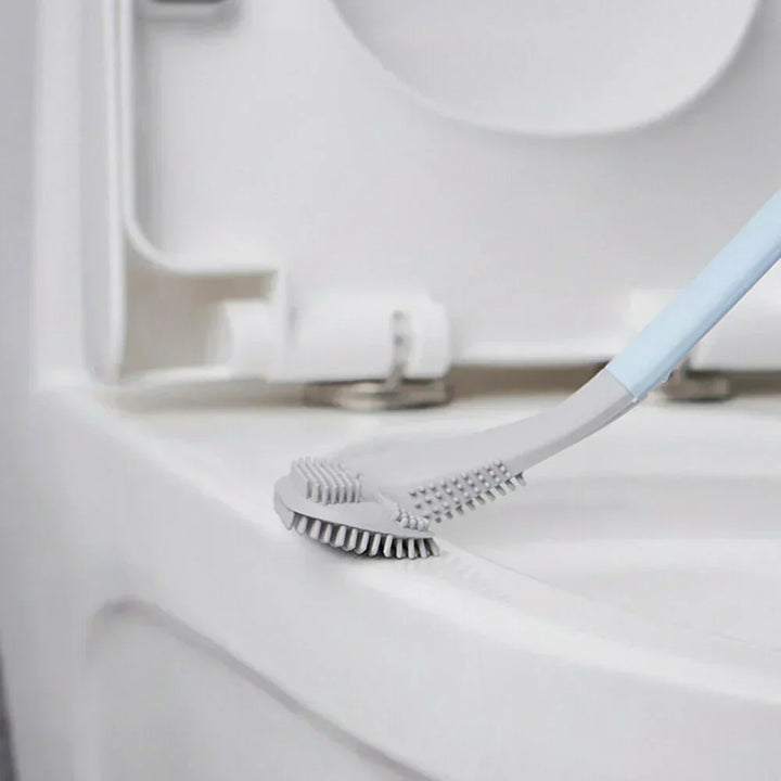 Kit brosse de toilette flexible, hygiénique, incluant support mural adhésif pour un nettoyage complet et pratique des WC.