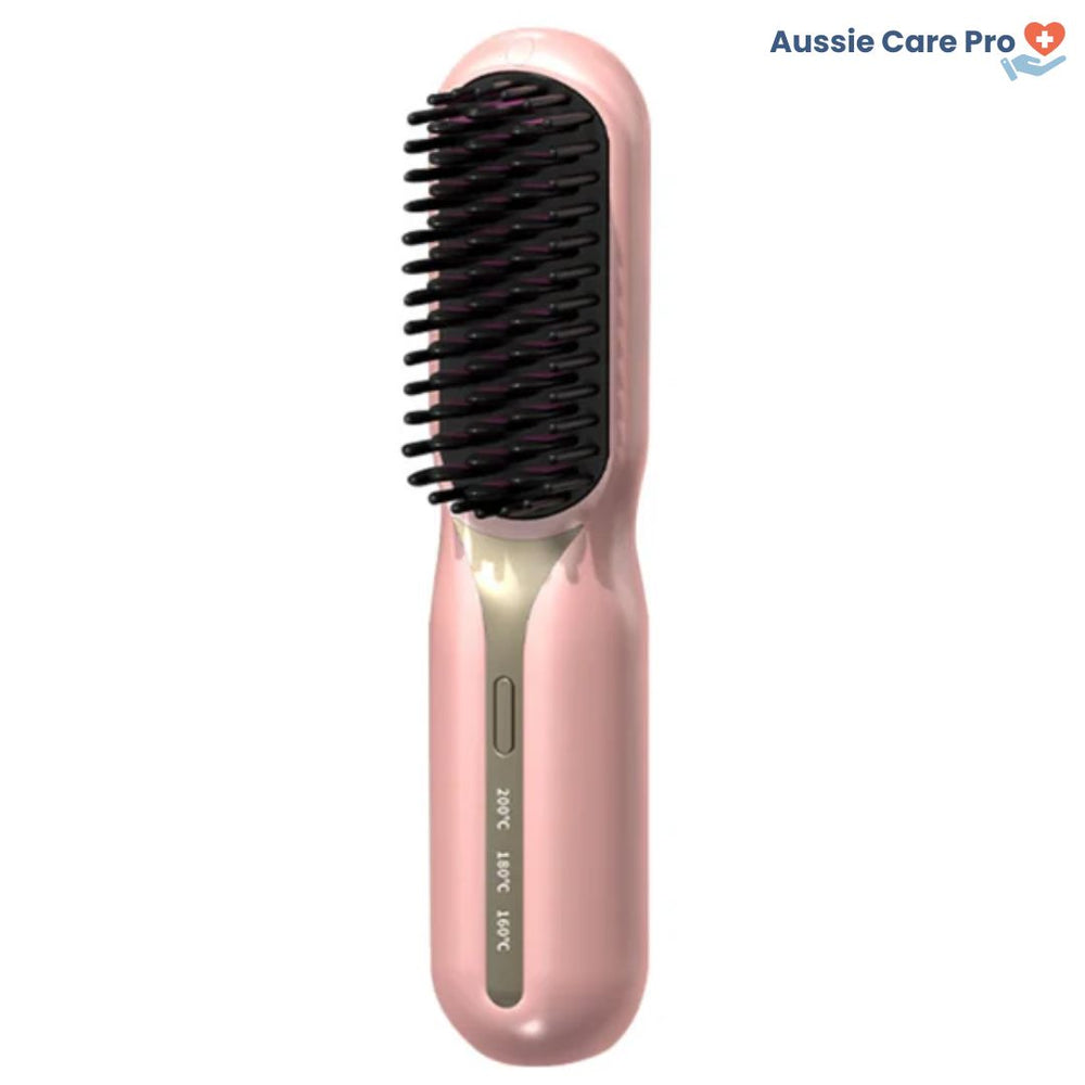 Lisseur sans fil rechargeable en céramique. Brosse portable anti-frisottis pour des cheveux impeccables partout.