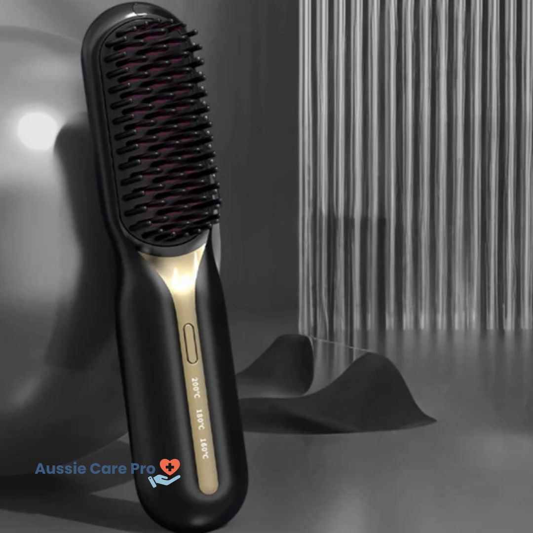 Brosse lissante sans fil avec technologie anti-frisottis. Un coiffage pratique pour des cheveux lisses partout.