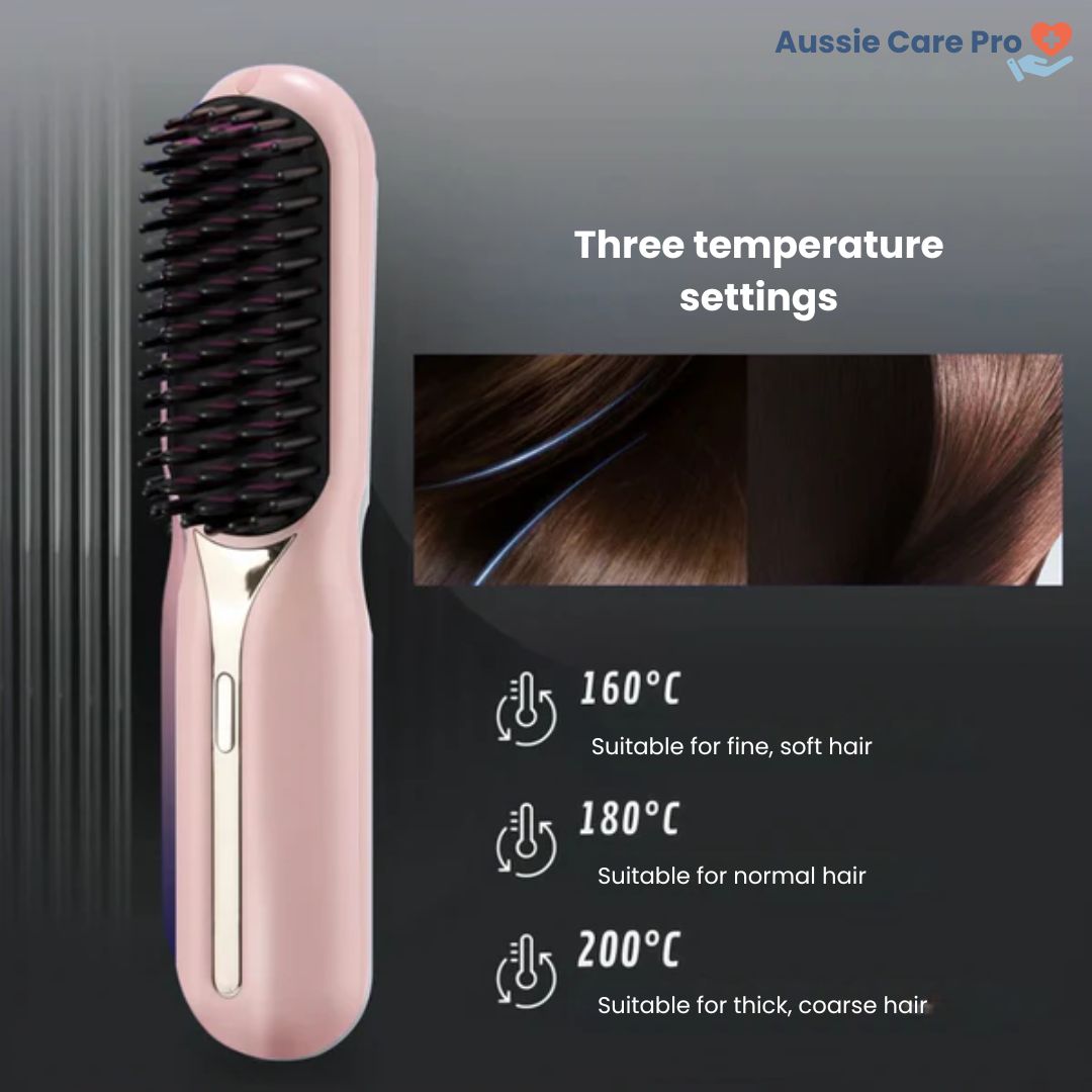 Brosse lissante pour un look soigné et des cheveux sans frisottis. Lisseur portable pour une retouche rapide.