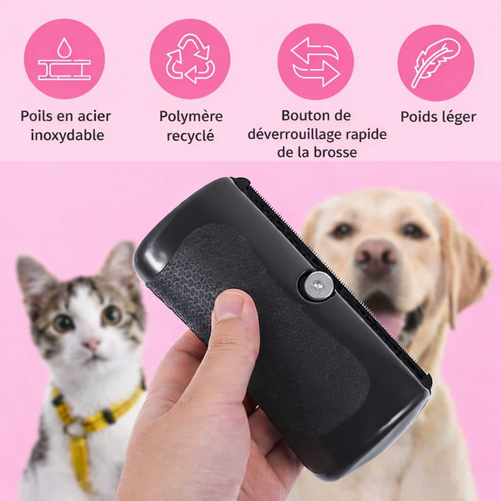Brosse anti-poils pour chien et chat, nettoyante et réutilisable pour une maison propre.