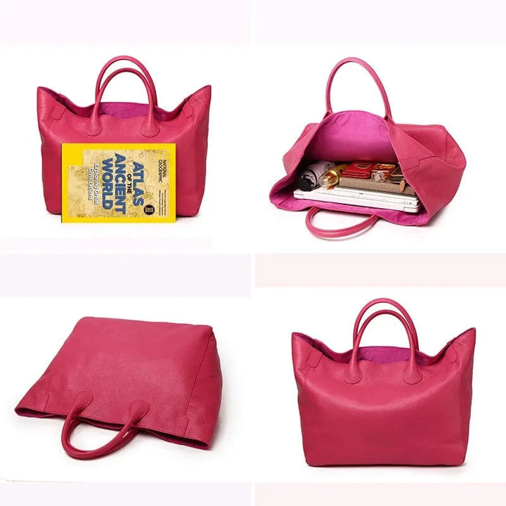 Sac femme en cuir camel véritable, modèle cabas. Idéal comme sac shopping, sac ordinateur ou grand sac pratique.