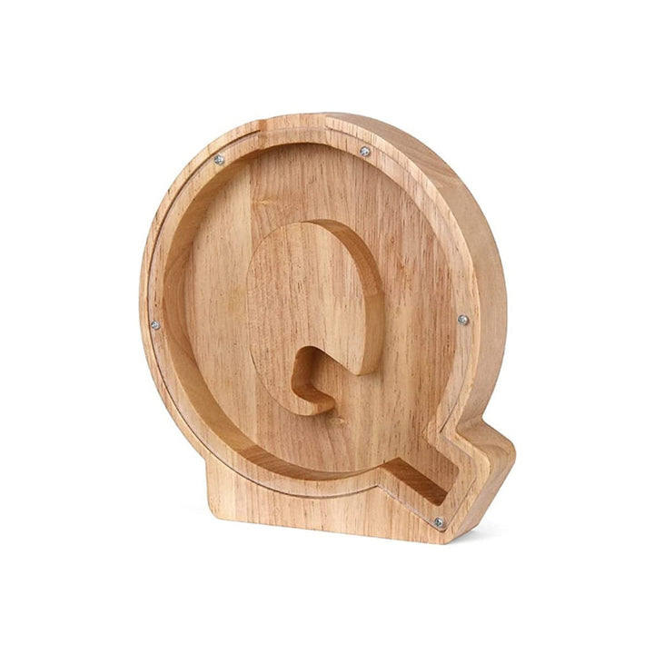 Tirelire en bois naturel pour enfant, avec fenêtre transparente pour voir les économies.