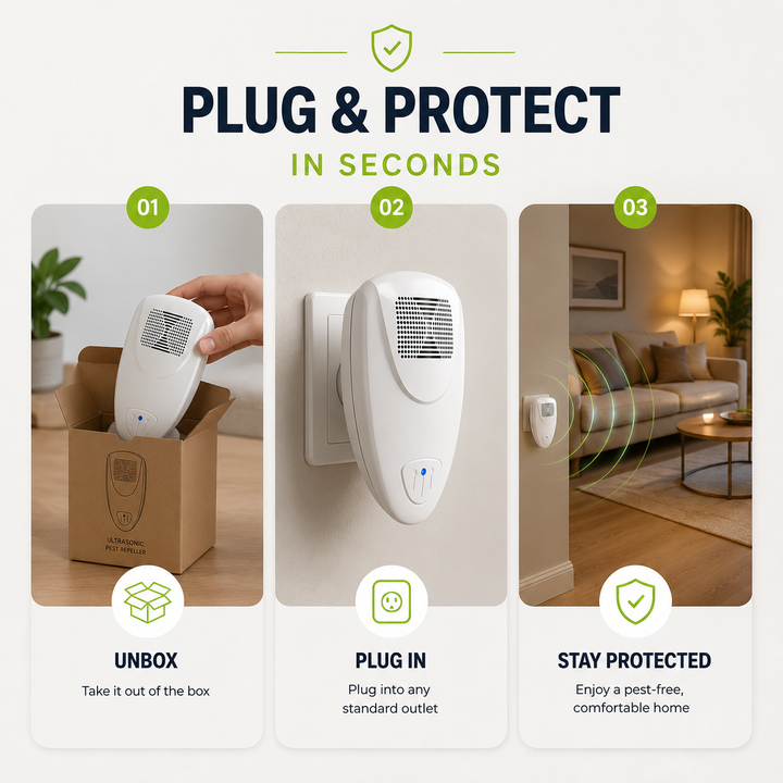 Appareil ultrasonique anti-insectes facile à brancher, offrant une protection efficace contre les punaises de lit.