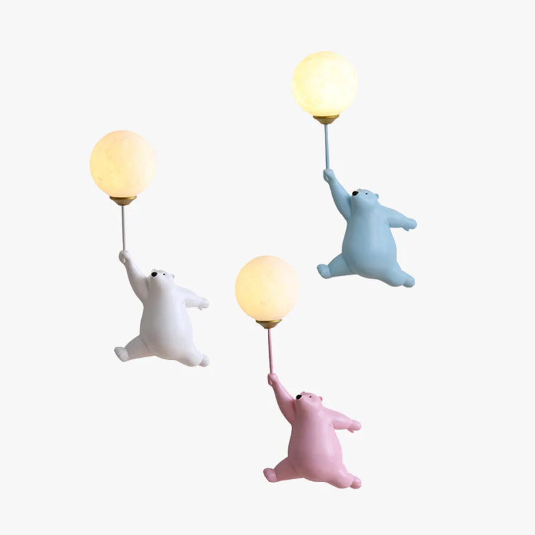 Lampe LED murale design ourson, parfaite pour la décoration enfantine, lumière douce.