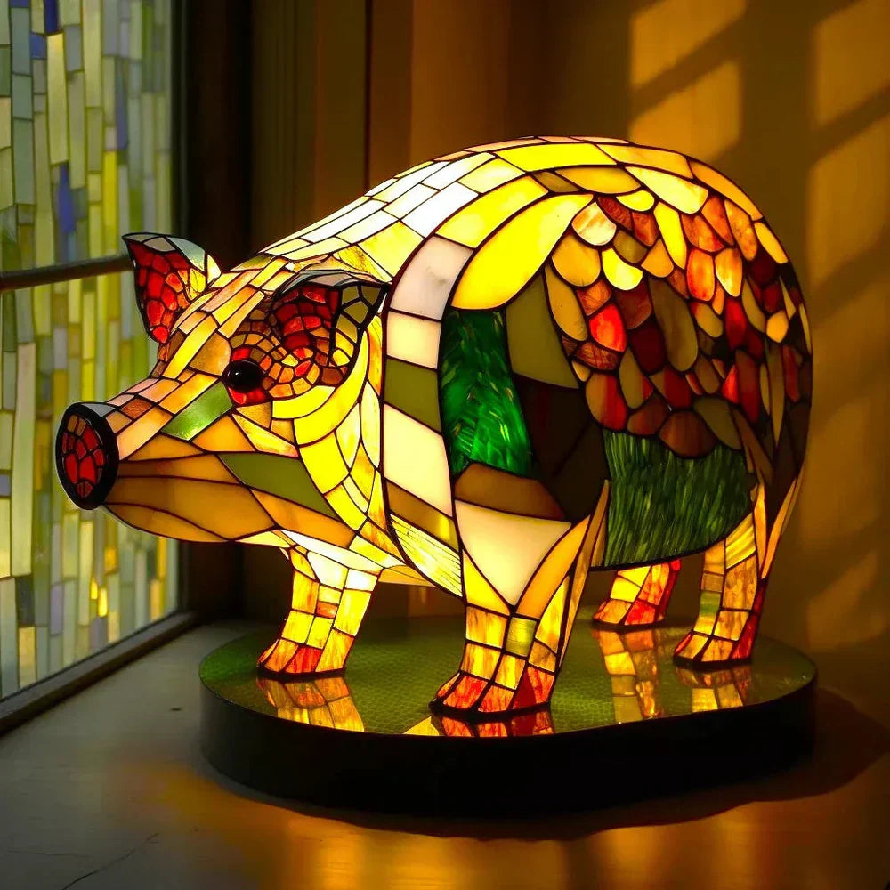 Décoration originale : lampe animal en verre teinté, lumière chaude pour chambre à coucher.