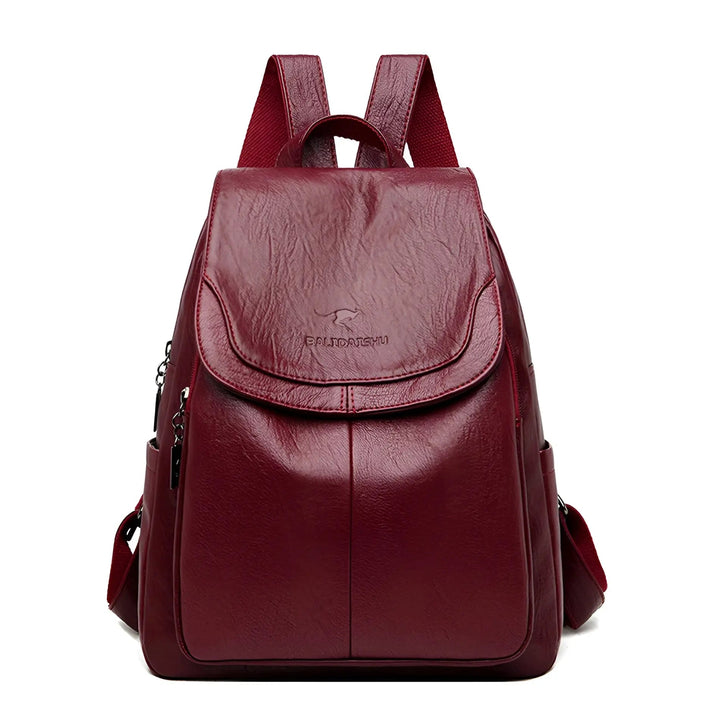 Sac à dos femme vintage avec protection RFID, élégant et sécurisé pour cartes et documents.