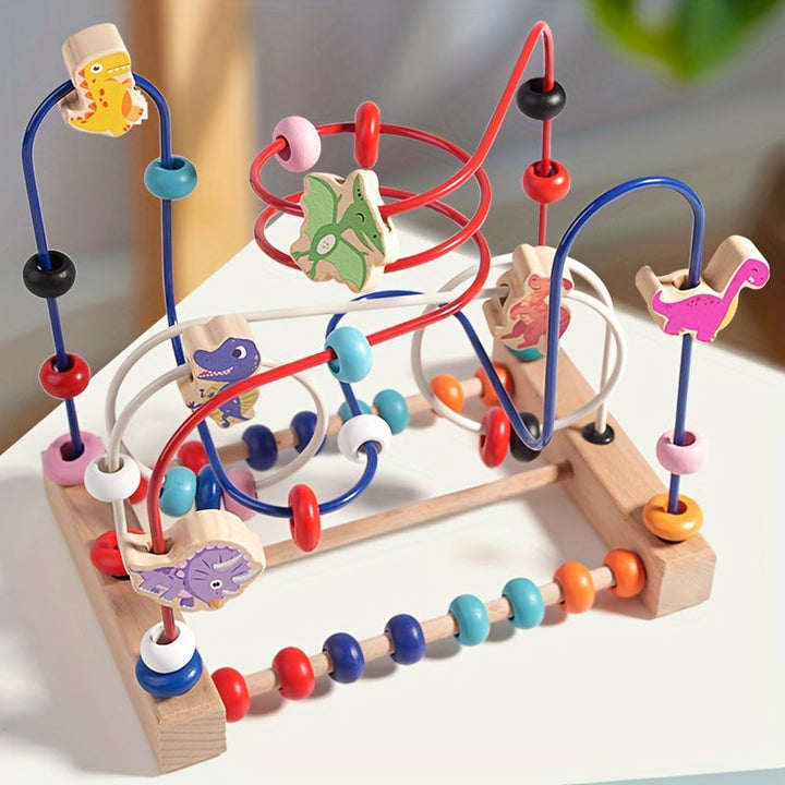 Boulier en bois coloré, jouet éducatif pour l'apprentissage des formes, des couleurs et la motricité fine des tout-petits.