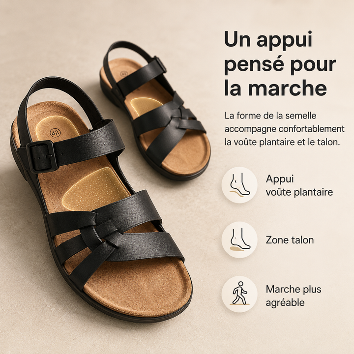 Chaussures d'été femme : sandales orthopédiques avec soutien et ajustement facile pour un confort optimal.