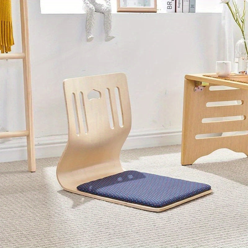 Chaise au sol Zaisu japonaise confortable, design minimaliste pour salon ou méditation.