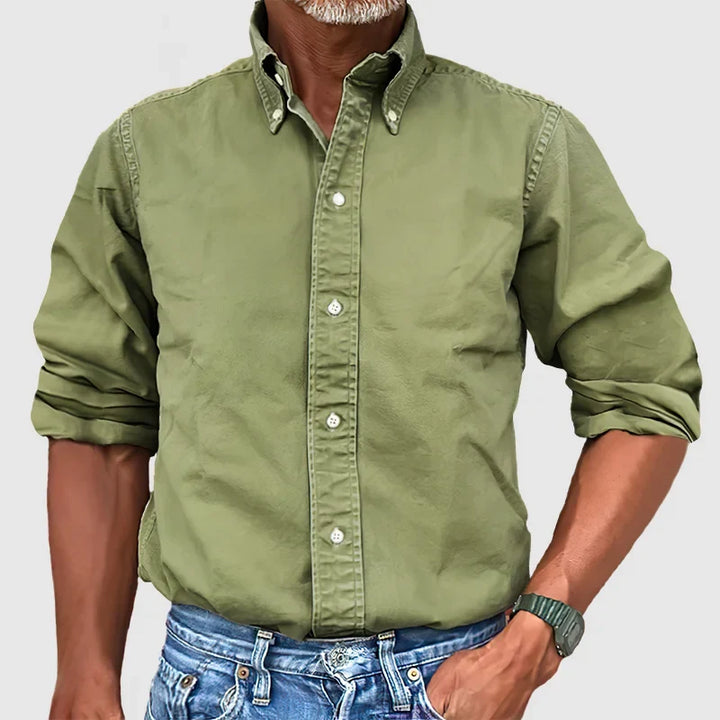Chemise homme manches longues, effet délavé tendance. Style vintage et casual pour toutes occasions.