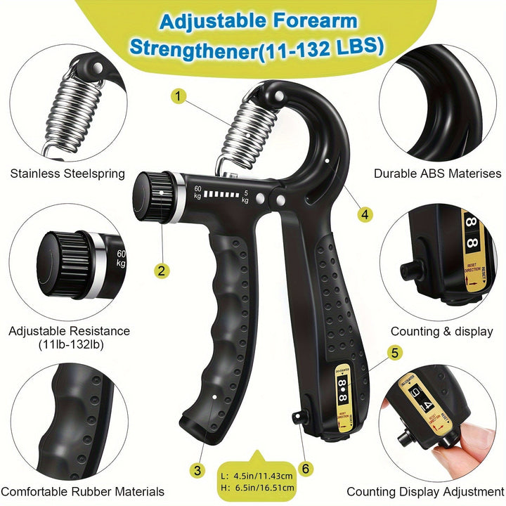 Renforcez vos mains et avant-bras efficacement avec le set d'entraînement PowerGrip 5-en-1 pour fitness.