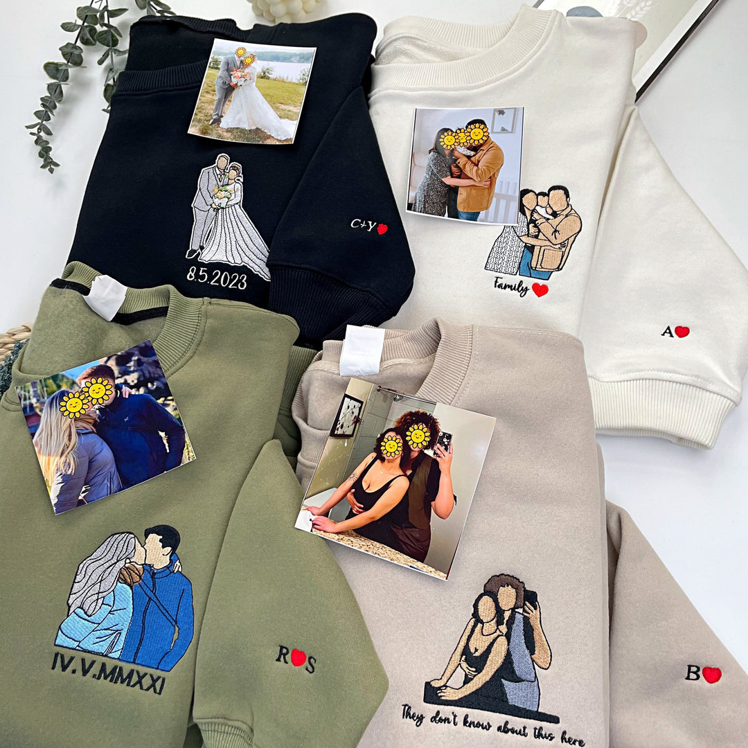 Vêtement personnalisé brodé StitchPortrait pour papa, un cadeau unique et original pour la Fête des Pères.