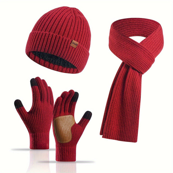 Ensemble complet d'hiver: bonnet, écharpe, gants pour couples, tout en un pour rester au chaud.