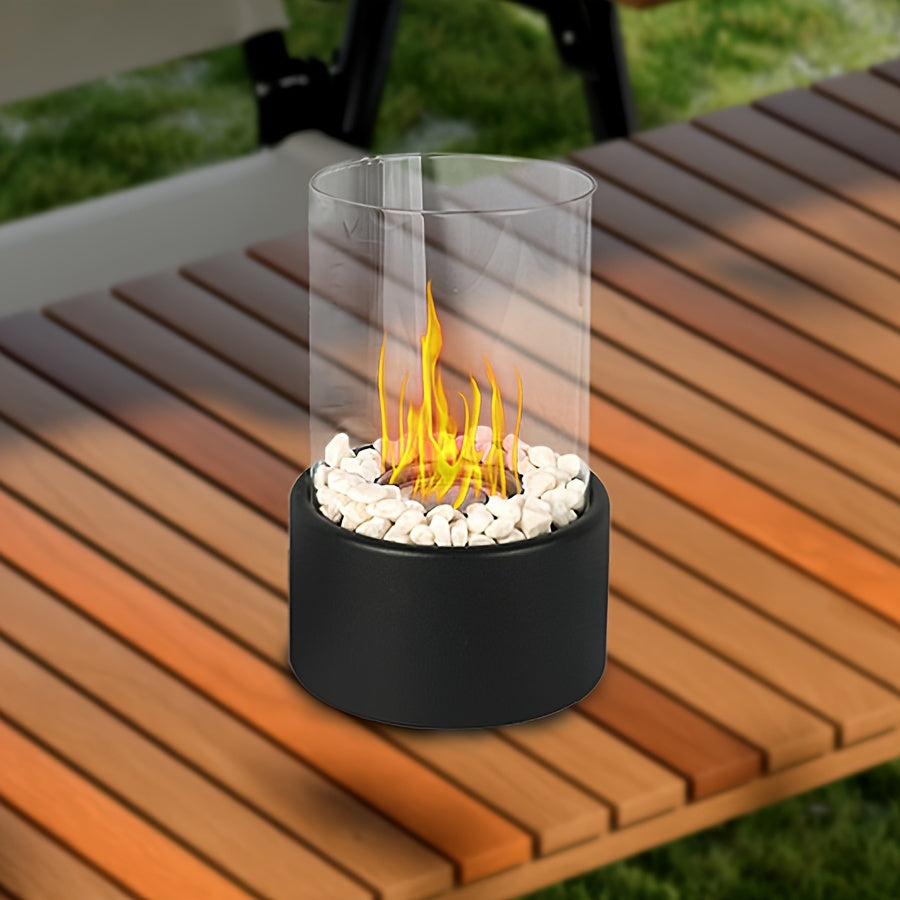 Cheminée de table portable bio éthanol. Décoration intérieure élégante avec flamme décorative.