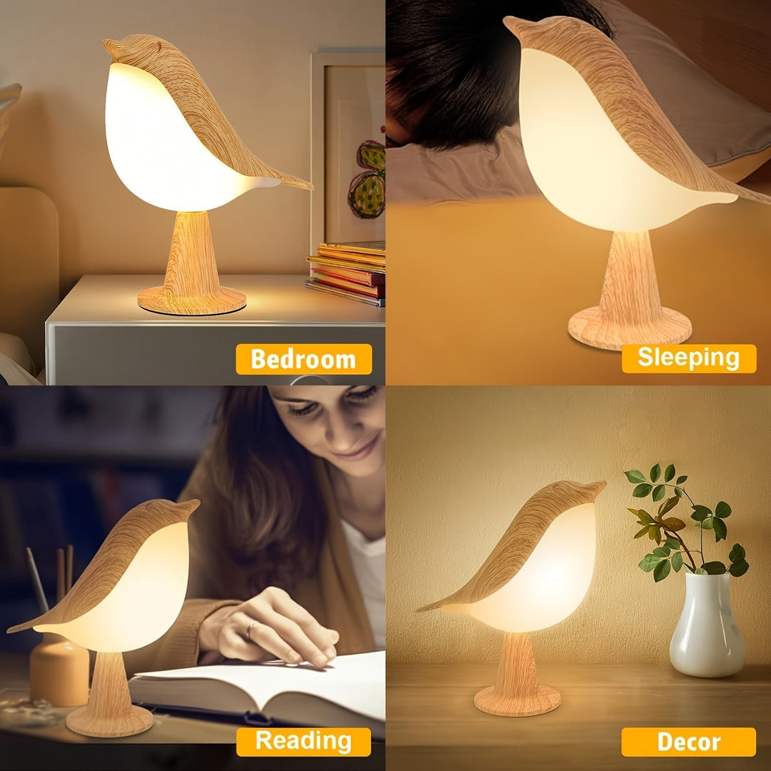 Lampe LED oiseau multifonction, diffuseur arôme, lampe de lecture et veilleuse USB rechargeable.