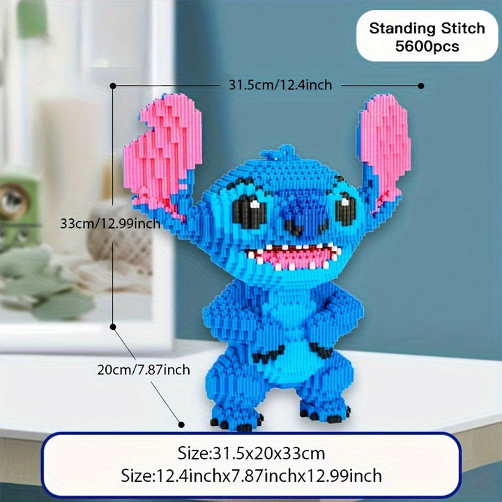 Vue détaillée du puzzle 3D Stitch, assemblé avec soin, mettant en valeur sa conception unique.