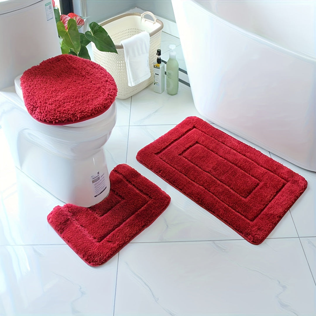 Ensemble de 3 tapis de bain ultra-absorbants en microfibre, séchage rapide et antidérapants pour la salle de bain.