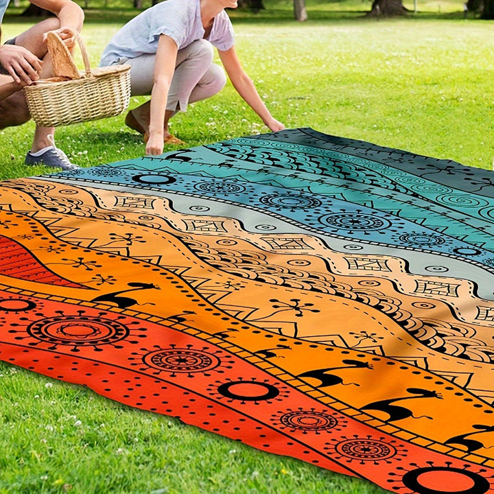 Tapis de plage TropiComfort grande taille, bleu, résistant au sable, parfait pour la famille et le pique-nique.
