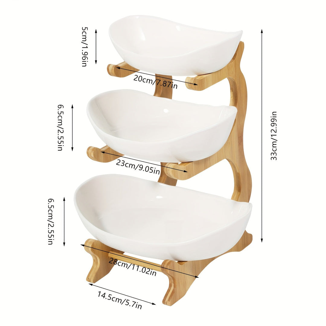 Panier organisateur 3 niveaux pour fruits et légumes, rangement vertical efficace pour la cuisine.