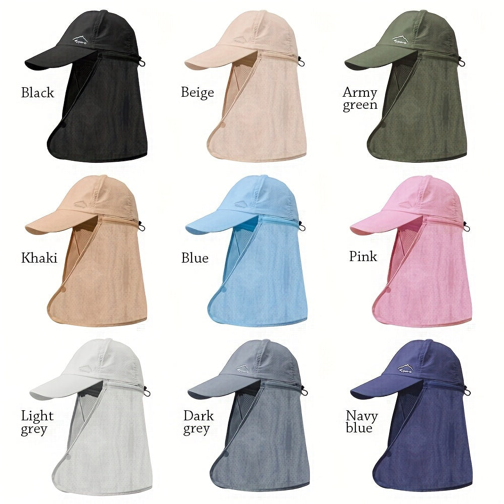 Chapeau de randonnée anti-UV avec protection nuque, casquette trucker respirante.