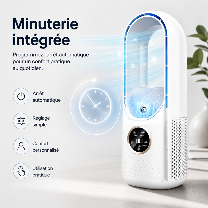 Rafraîchisseur d'air USB compact, parfait pour accompagner votre ordinateur portable au bureau.