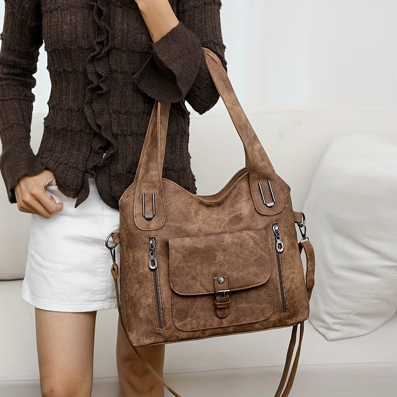 Sac à main Marivelle en cuir vegan, style rétro. Idéal pour un usage quotidien élégant avec bandoulière.