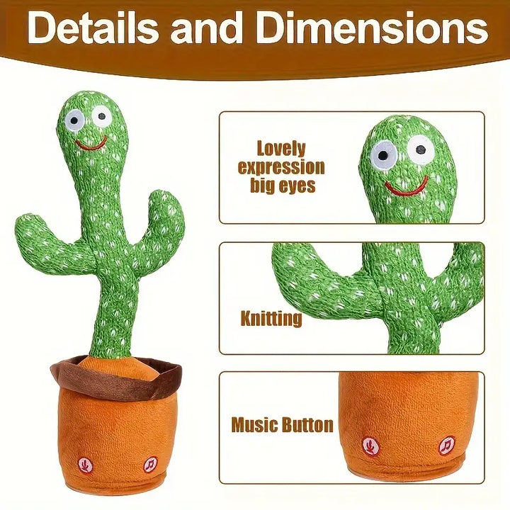 Jouet interactif cactus dansant, enregistreur de voix qui répète, chante et illumine les fêtes d'enfants.
