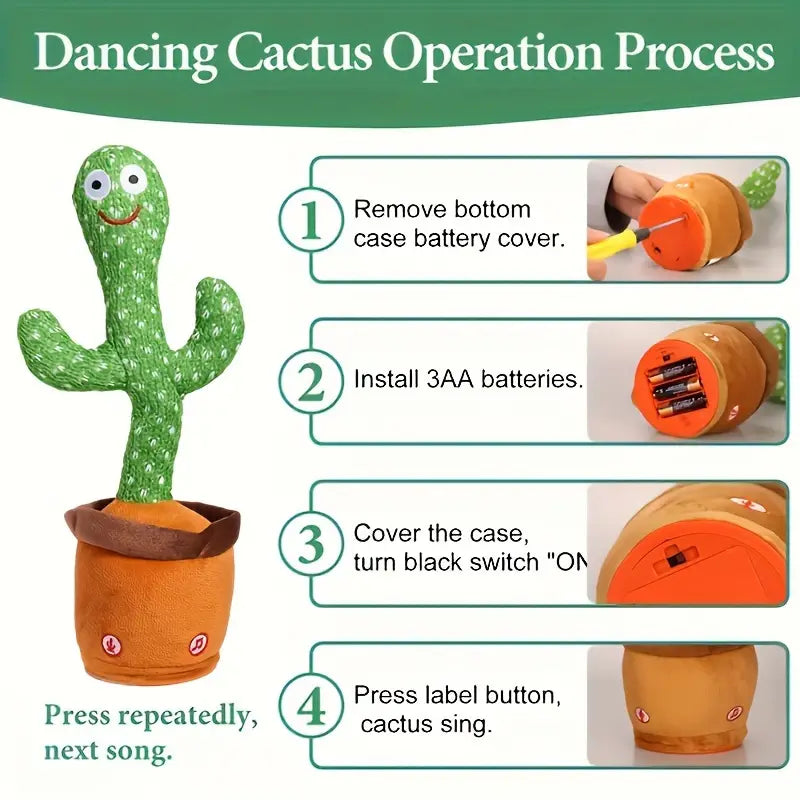 Cactus lumineux et interactif, cadeau parfait pour Noël ou anniversaire, jouet enregistreur de voix et chanteur.