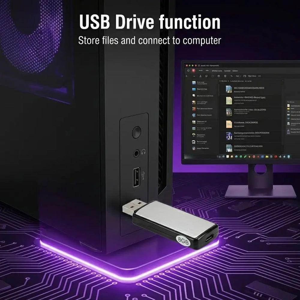 Enregistreur USB audio avec détection vocale intelligente, idéal pour des notes et réunions importantes.