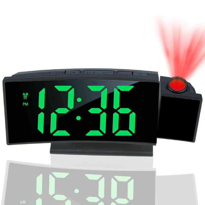 Réveil numérique LED avec projecteur d'heure, fonction snooze et luminosité ajustable pour un réveil doux.