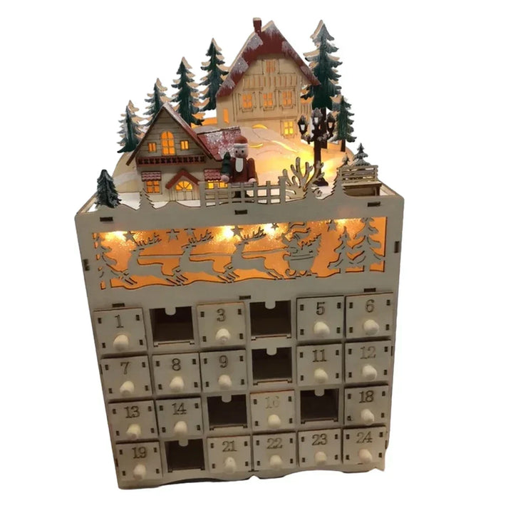 Calendrier de l'Avent de Noël en bois, 24 surprises magiques à remplir. Décoration festive.