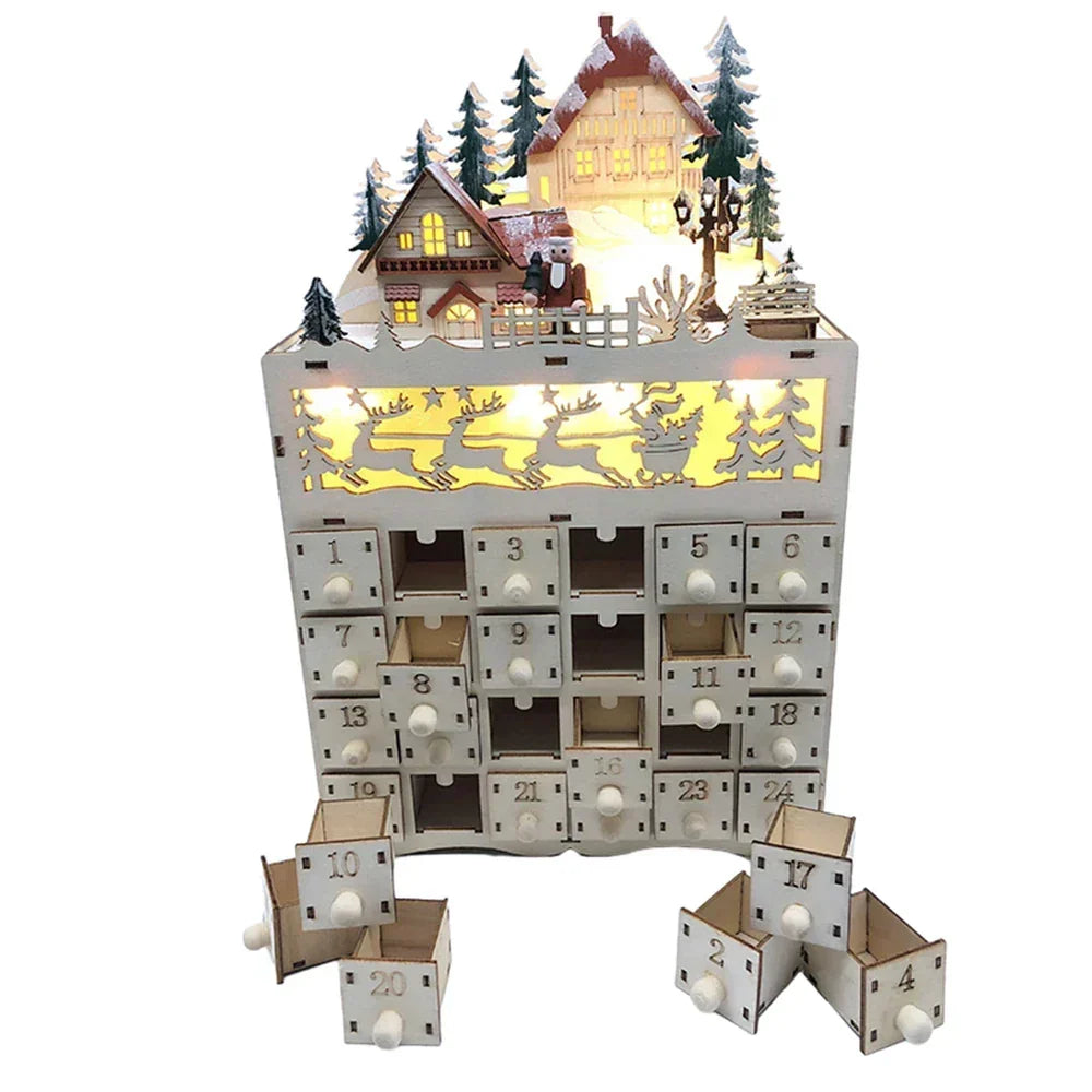 Magnifique calendrier de l'Avent de Noël en bois, décoration festive pour la maison à remplir.