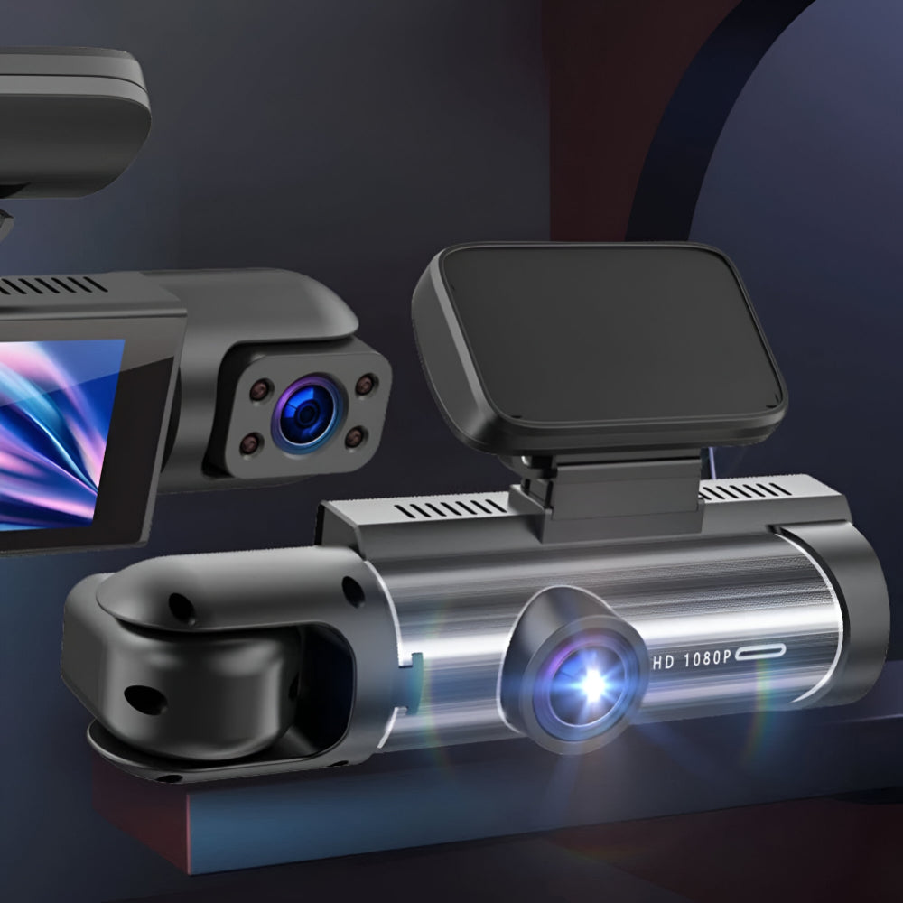 Caméra embarquée Full HD 1080p avec double enregistrement pour une sécurité routière optimale jour/nuit.