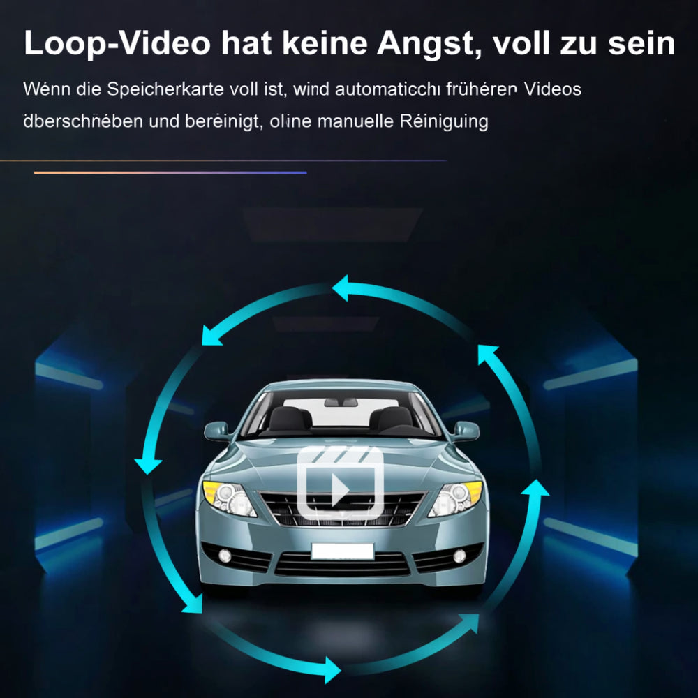 Caméra embarquée Full HD avec double enregistrement et mode parking pour une sécurité véhicule continue.