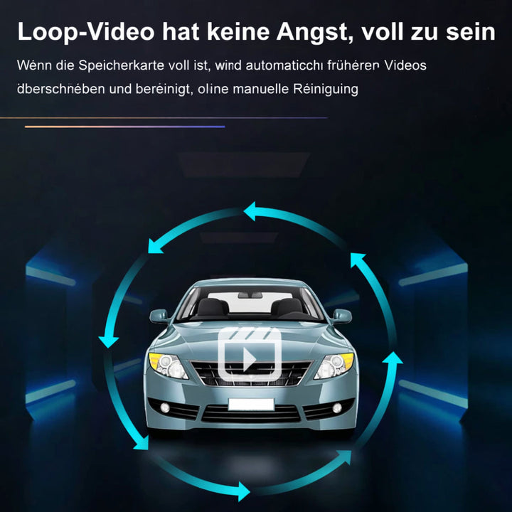 Caméra embarquée Full HD avec double enregistrement et mode parking pour une sécurité véhicule continue.