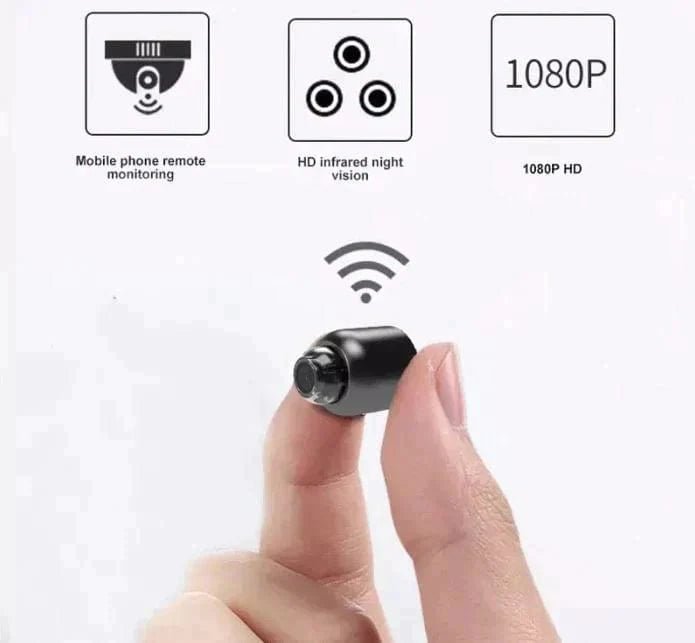 Petite caméra de sécurité HD avec vision nocturne, idéale pour la surveillance intérieure sans fil.