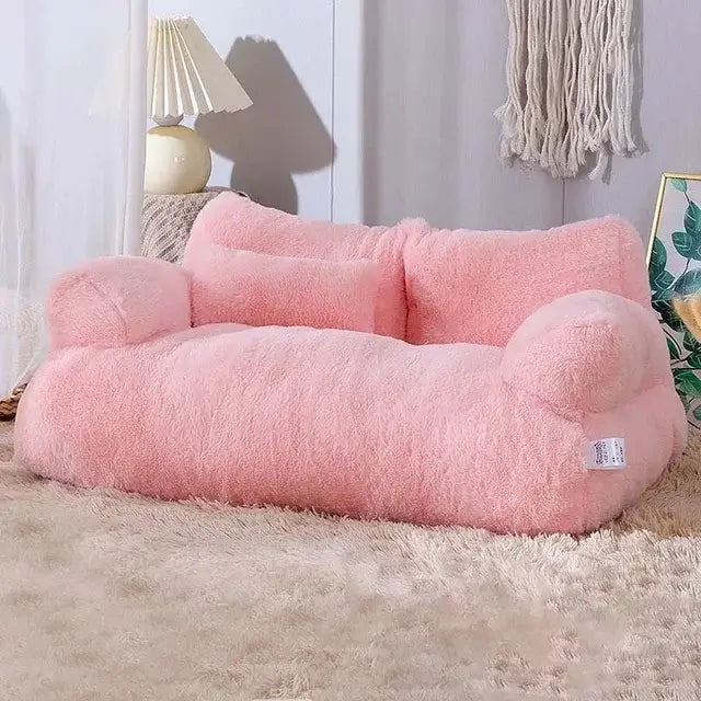 Canapé animal avec rebords surélevés, offrant un support et un confort douillet pour chiens et chats.