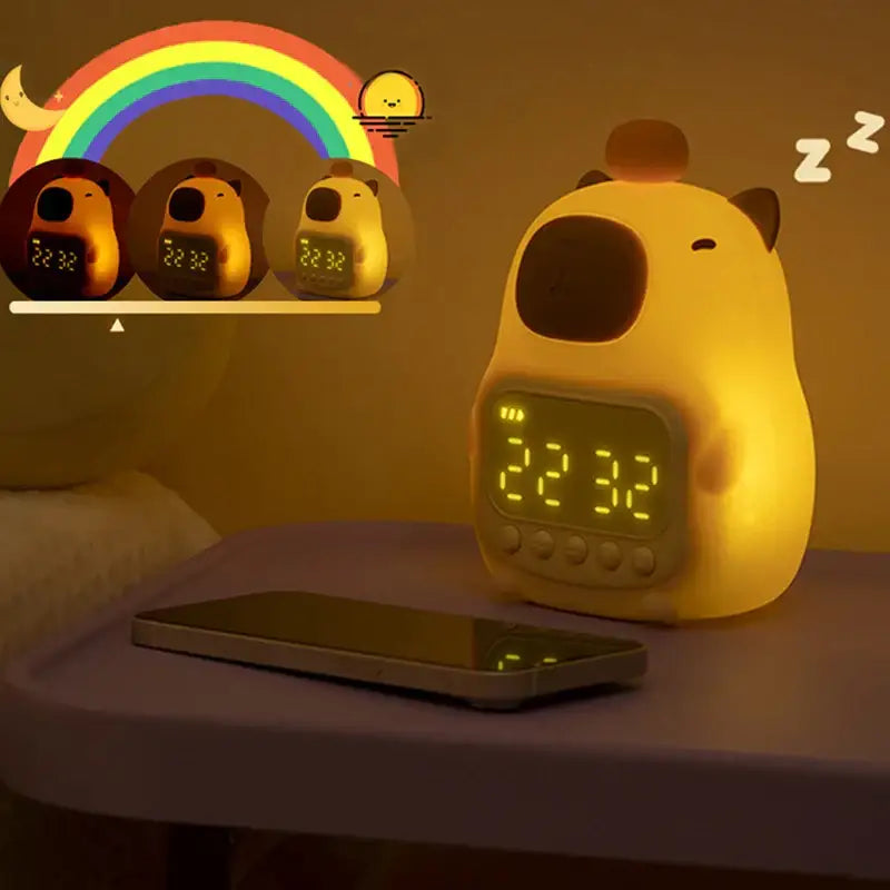 Cadeau unique: réveil Capybara LED lumineux et mignon, parfait pour chambre d'enfant, affichage numérique clair.