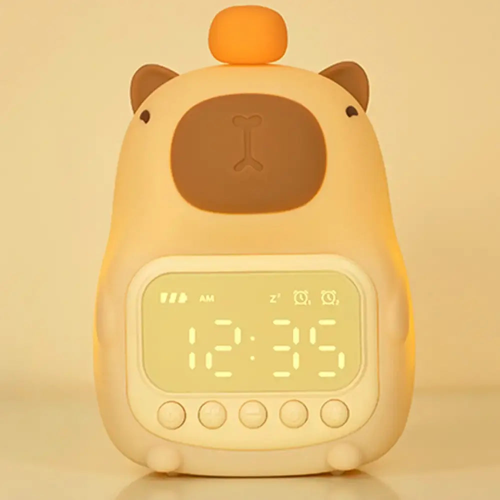 Veilleuse réveil Capybara LED pour enfant, lumineux et mignon, parfait pour chambre, avec fonction numérique.