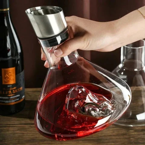 Carafe à vin design en cristal sans plomb, conçue pour une aération rapide et une filtration efficace du vin.